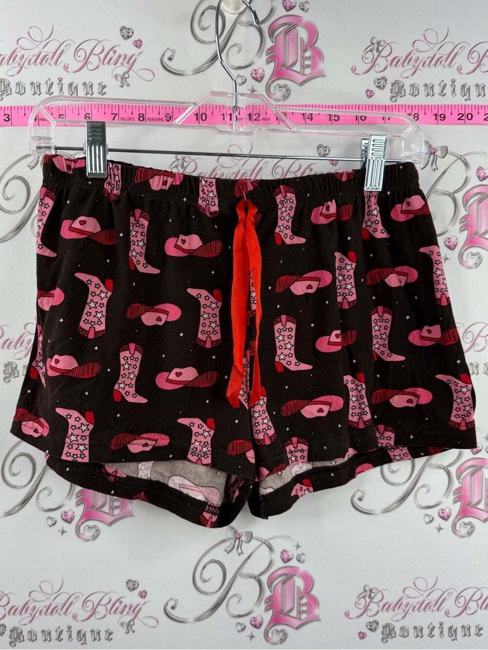 Shorts cowgirl boots pj shorts Women’s Black & Pink Cowgirl Print Lounge Shorts